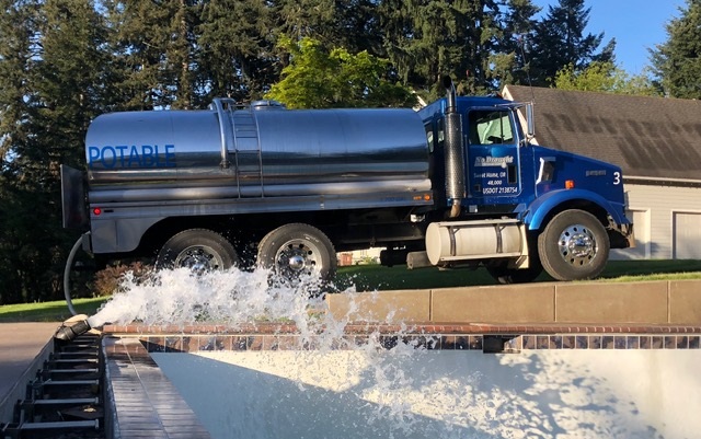 No Drought rapid-fill swimming pool water delivery in progress